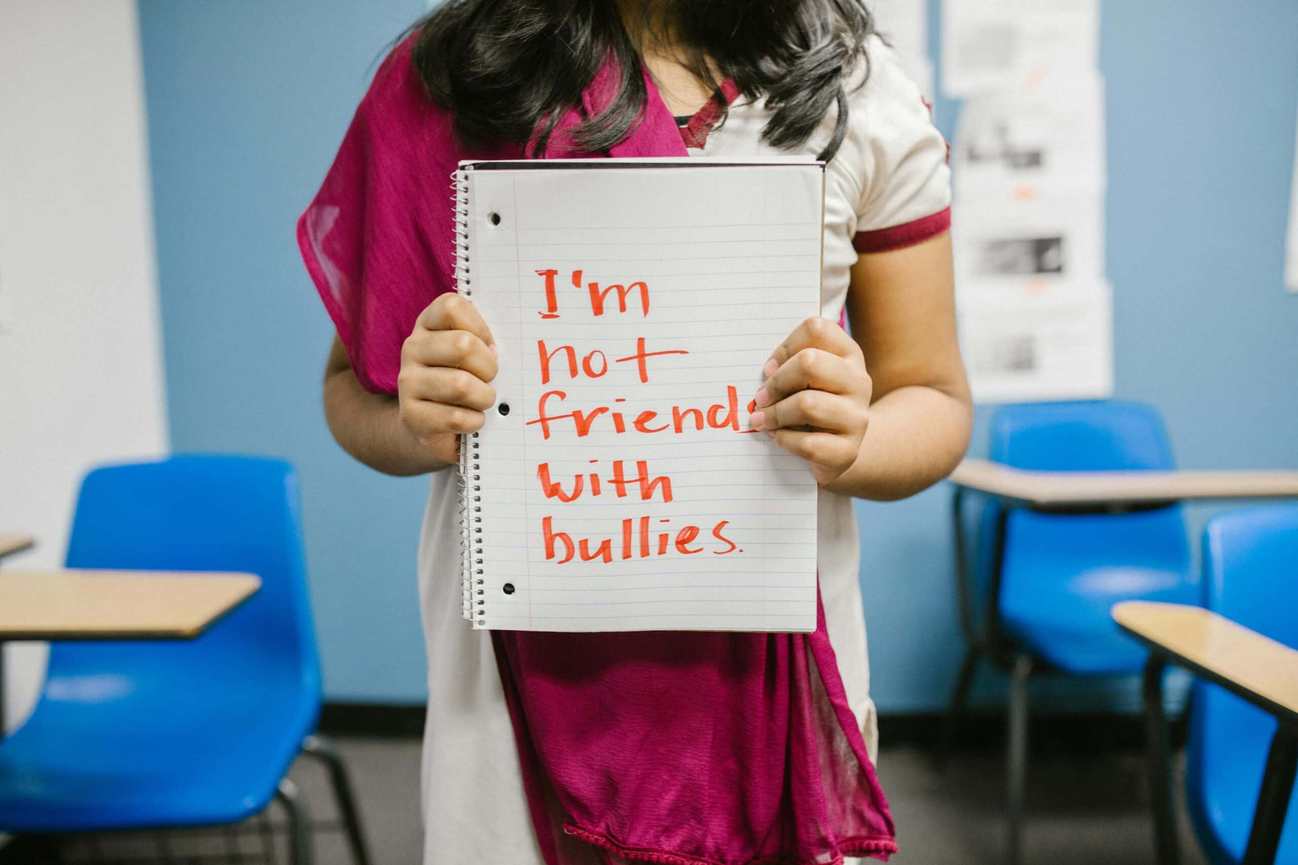 Girl Carrying a Board- I m not friends with bullies